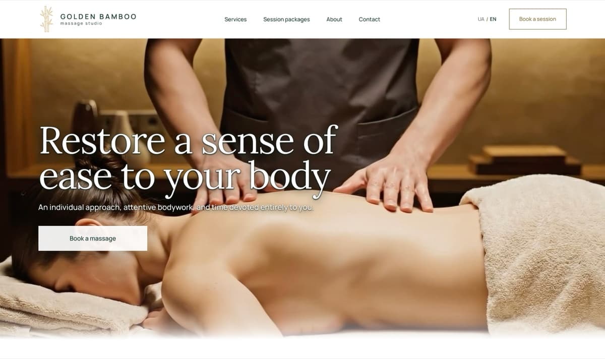 Golden Bamboo massage studio website preview