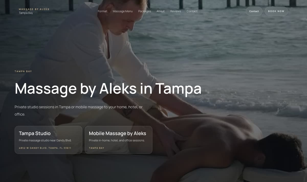 Massage by Aleks website preview