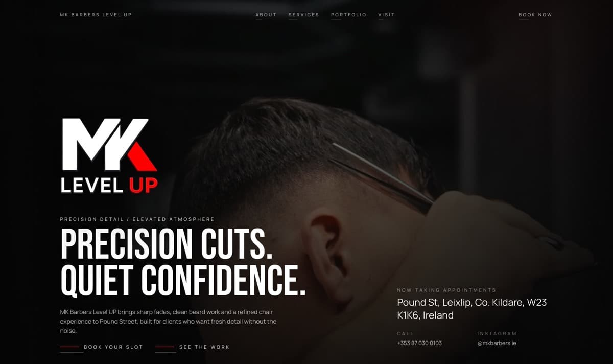 MK Barbers Level Up website preview